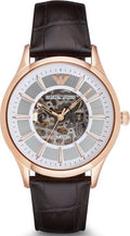  Shop Authentic Emporio Armani Epoca White Skeletal Dial Black Leather Strap Watch For Men - AR2073 - Luxxuri