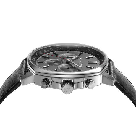  Shop Authentic Michael Kors Sullivan Chronograph Black Dial Black Leather Strap Watch For Men - MK8997 - Luxxuri