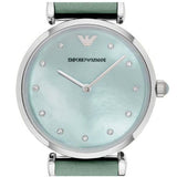  Shop Authentic Emporio Armani Gianni T Bar Mother Of Pearl Blue Dial Blue Leather Strap Watch For Women - AR1959 - Luxxuri