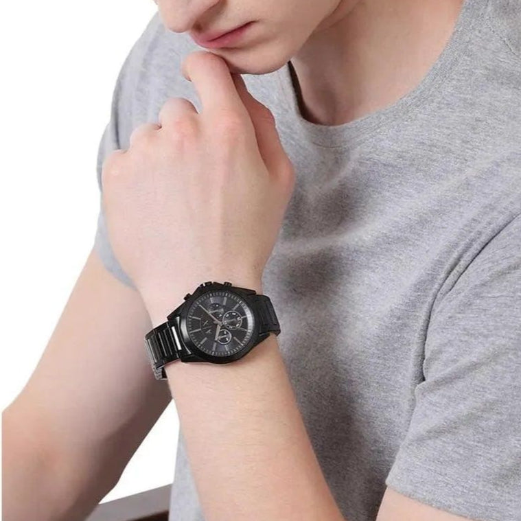  Shop Authentic Armani Exchange Drexler Chronograph Black Dial Black Steel Strap Watch For Men - AX2639 - Luxxuri