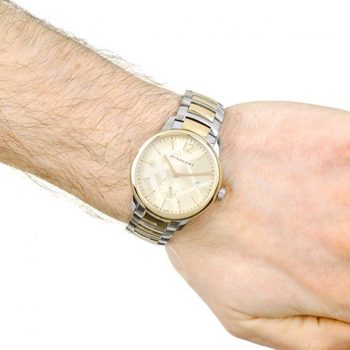  Shop Authentic Burberry The Classic Gold Dial Two Tone Steel Strap Watch for Men - BU10011 - Luxxuri