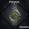  Shop Authentic Fossil Bannon Multifunction Chronograph Green Dial Grey Steel Strap Watch for Men - BQ2504 - Luxxuri