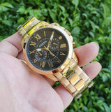  Shop Authentic Fossil Grant Chronograph Black Dial Gold Steel Strap Watch for Men - FS4815 - Luxxuri