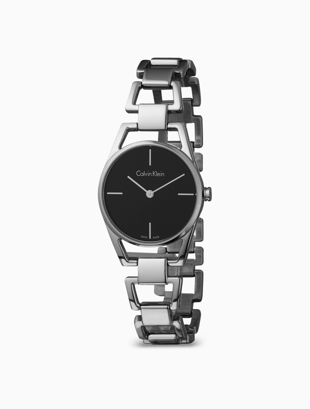  Shop Authentic Calvin Klein Dainty Black Dial Silver Steel Strap Watch for Women - K7L23141 - Luxxuri