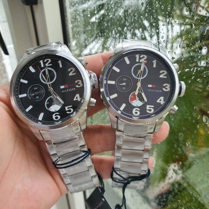  Shop Authentic Tommy Hilfiger Jackson Chronograph Blue Dial Silver Steel Strap Watch for Men - 1791242 - Luxxuri