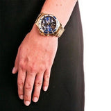  Shop Authentic Michael Kors Everest Chronograph Blue Dial Gold Steel Strap Watch for Women - MK5754 - Luxxuri