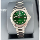  Shop Authentic Tag Heuer Aquaracer Diamonds Emerald Green Dial Silver Steel Strap Watch for Women - WBD1316.BA0740 - Luxxuri