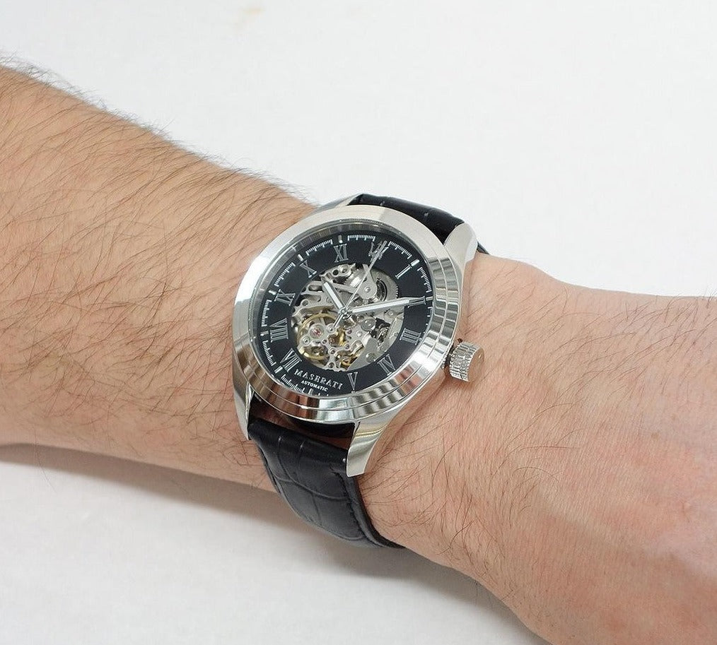  Shop Authentic Maserati Traguardo Automatic Black Dial Black Leather Strap Watch For Men - R8871612001 - Luxxuri