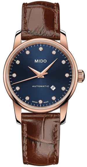  Shop Authentic Mido Baroncelli Automatic Midnight Blue Dial Brown Leather Strap Watch For Women - M7600.3.65.8 - Luxxuri