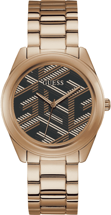  Shop Authentic Guess Cubed Analog Black Dial Rose Gold Steel Strap Watch For Women - GW0607L3 - Luxxuri