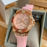  Shop Authentic Guess Rose Gold Dial with Diamonds Pink Rubber Strap Watch For Women - W1053L3 - Luxxuri