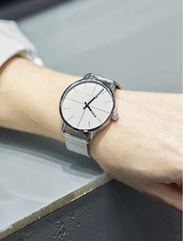  Shop Authentic Calvin Klein Even White Dial Silver Mesh Bracelet Watch for Women - K7B23126 - Luxxuri