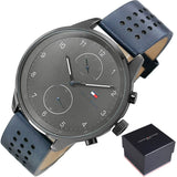  Shop Authentic Tommy Hilfiger Chase Grey Dial Blue Leather Strap Watch for Men - 1791578 - Luxxuri