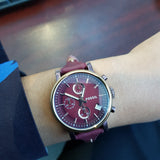  Shop Authentic Fossil Original Boyfriend Sport Chronograph Maroon Dial Maroon Leather Strap Watch for Women - ES4114 - Luxxuri