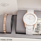  Shop Authentic Fossil Ceramic Multifunction White Dial White Steel Strap Watch for Women - CE1006 - Luxxuri