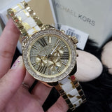  Shop Authentic Michael Kors Wren Diamonds Gold Dial Two Tone Steel Strap Watch for Women - MK6157 - Luxxuri