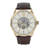  Shop Authentic Fossil Flynn Mechanical Skeleton Beige Dial Brown Leather Strap Watch for Men - BQ2215 - Luxxuri