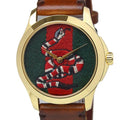  Shop Authentic Gucci Le Marche Des Merveilles Green and Red Dial Brown Leather Strap Unisex Watch - YA1264012 - Luxxuri