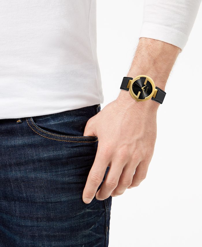  Shop Authentic Gucci G Interlocking Grammy Special Edition Black Dial Black Leather Strap Watch For Men - YA133212 - Luxxuri