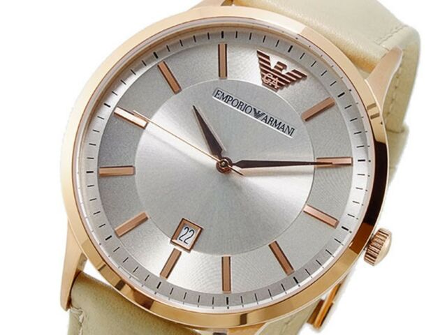  Shop Authentic Emporio Armani Classic Quartz Silver Dial Beige Leather Strap Watch For Men - AR2464 - Luxxuri