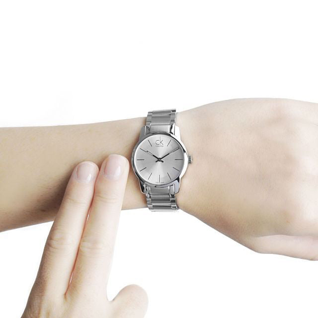  Shop Authentic Calvin Klein City Silver Dial Silver Steel Strap Watch for Women - K2G23126 - Luxxuri