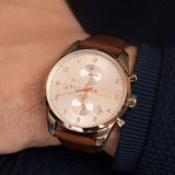  Shop Authentic Hugo Boss Skymaster White Dial Brown Leather Strap Watch for Men - 1513786 - Luxxuri