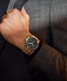  Shop Authentic Hugo Boss Companion Chronograph Black Dial Rose Gold Steel Strap Watch For Men - 1513548 - Luxxuri