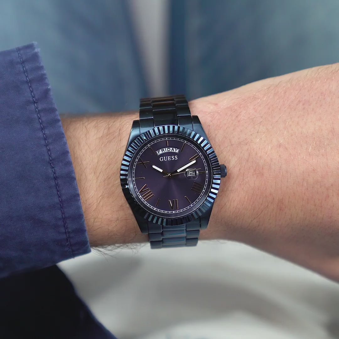  Shop Authentic Guess Connoisseur Quartz Blue Dial Blue Steel Strap Watch For Men - GW0265G9 - Luxxuri