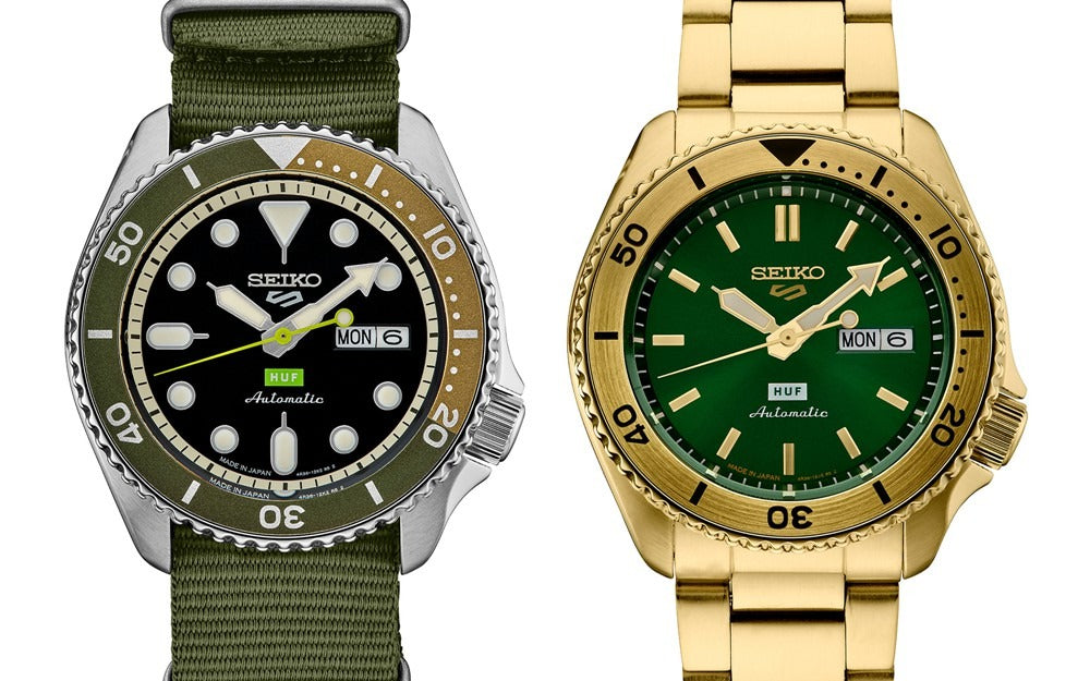  Shop Authentic Seiko 5 Sports HUF Limited Edition Green Dial Gold Steel Strap Watch For Men - SRPJ20 - Luxxuri