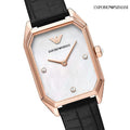  Shop Authentic Emporio Armani Gioia Quartz Mother of Pearl Dial Black Leather Strap Watch For Women - AR11390 - Luxxuri