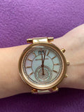  Shop Authentic Michael Kors Sawyer Mother of Pearl White Dial Rose Gold Steel Strap Watch for Women - MK6282 - Luxxuri
