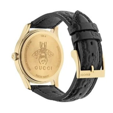  Shop Authentic Gucci G Timeless Quartz Black Dial Black Leather Strap Watch For Women - YA1264034A - Luxxuri