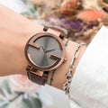  Shop Authentic Gucci Interlocking Brown Dial Brown Leather Strap Watch For Women - YA133309 - Luxxuri