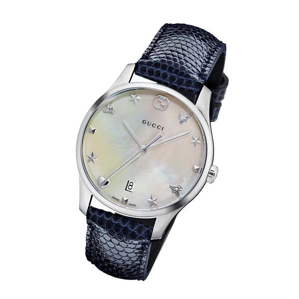 Gucci G-Timeless Signature Mother of Pearl Star Dial Blue Watch For Women - YA126588