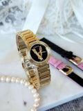  Shop Authentic Versace V Virtus Quartz Black Dial Gold Steel Strap Watch For Women - VET300121 - Luxxuri