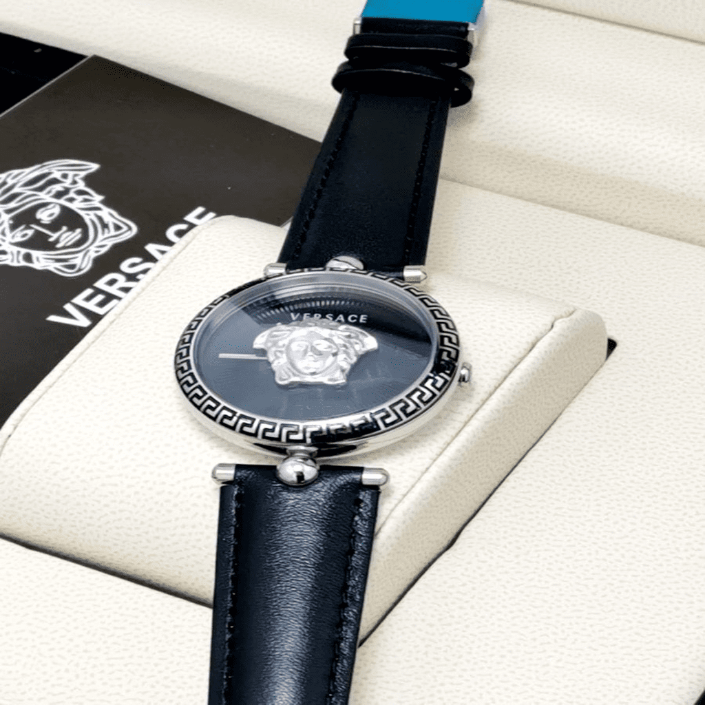 Shop Authentic Versace Palazzo Empire Black Dial Black Leather Strap Watch for Women - VCO060017 - Luxxuri
