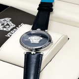  Shop Authentic Versace Palazzo Empire Black Dial Black Leather Strap Watch for Women - VCO060017 - Luxxuri