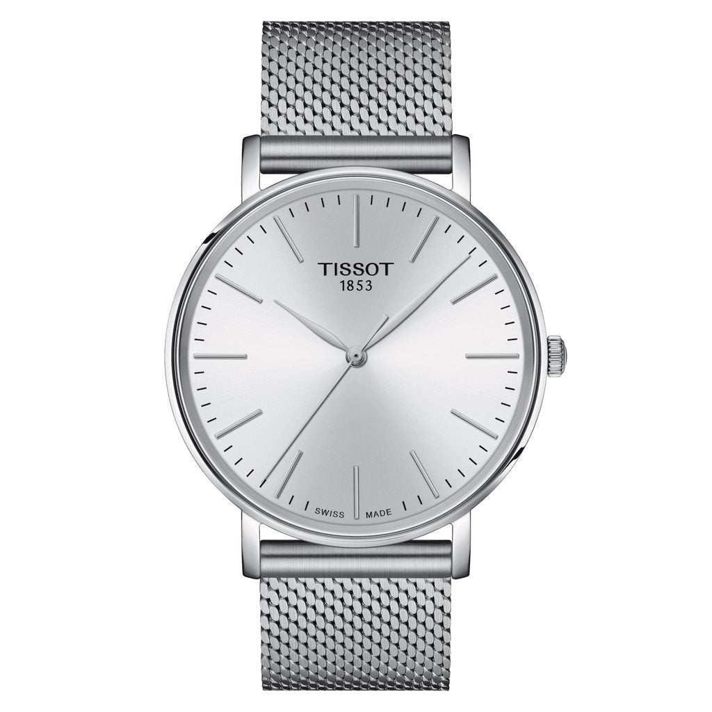 Tissot Everytime Gent Silver Dial Silver Mesh Bracelet Watch for Men - T143.410.11.011.00