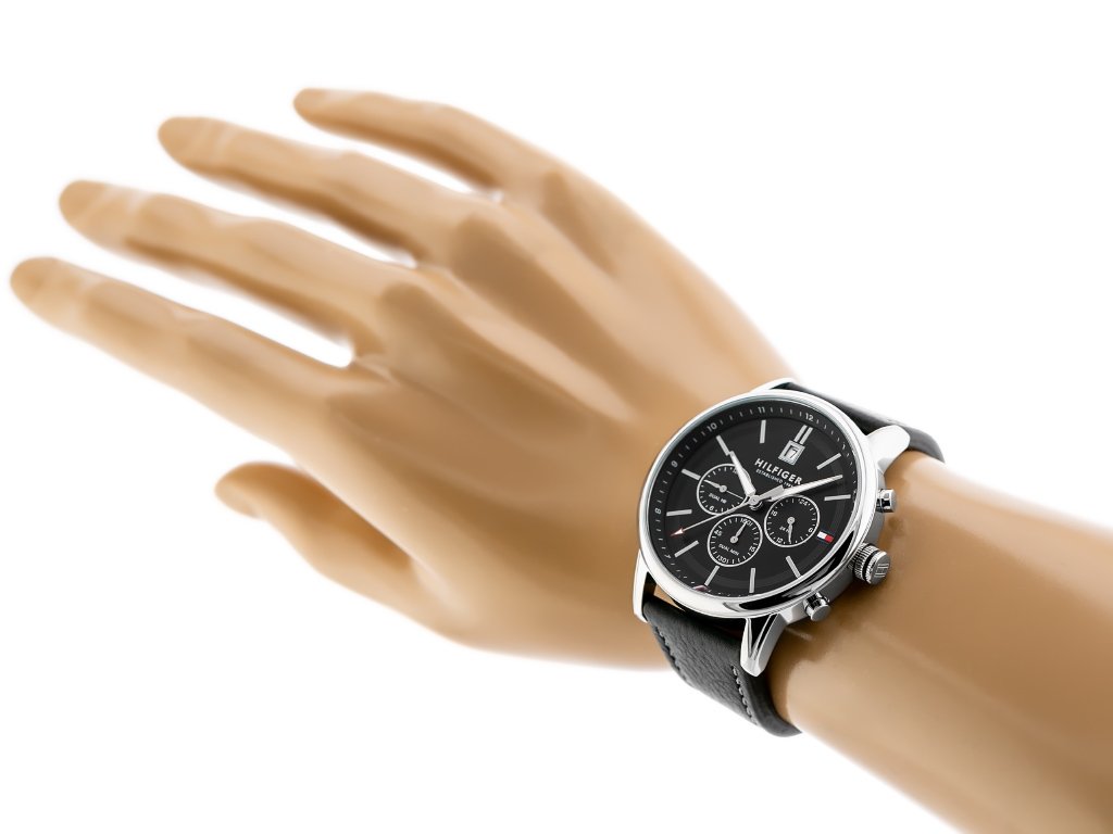  Shop Authentic Tommy Hilfiger Kyle Quartz Black Dial Black Leather Strap Watch for Men - 1791630 - Luxxuri