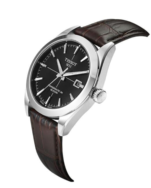  Shop Authentic Tissot Gentleman Powermatic 80 Silicium Black Dial Brown Leather Strap Watch For Men - T127.407.16.051.01 - Luxxuri