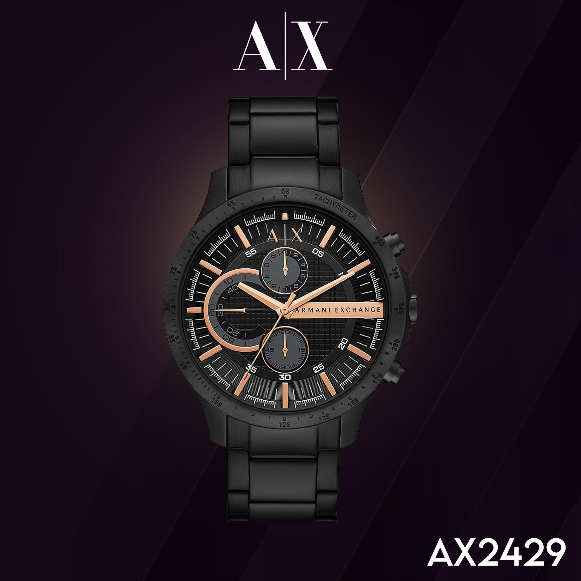  Shop Authentic Armani Exchange Chronograph Black Dial Black Steel Strap Watch For Men - AX2429 - Luxxuri