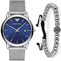  Shop Authentic Emporio Armani Luigi Quartz Blue Dial Silver Mesh Bracelet Watch For Men - AR11230 - Luxxuri