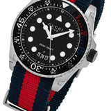  Shop Authentic Gucci Dive Black Dial Red & Blue Nylon Strap Watch For Men - YA136210 - Luxxuri