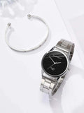  Shop Authentic Calvin Klein Stately Black Dial Silver Steel Strap Watch for Women - K3G23121 - Luxxuri
