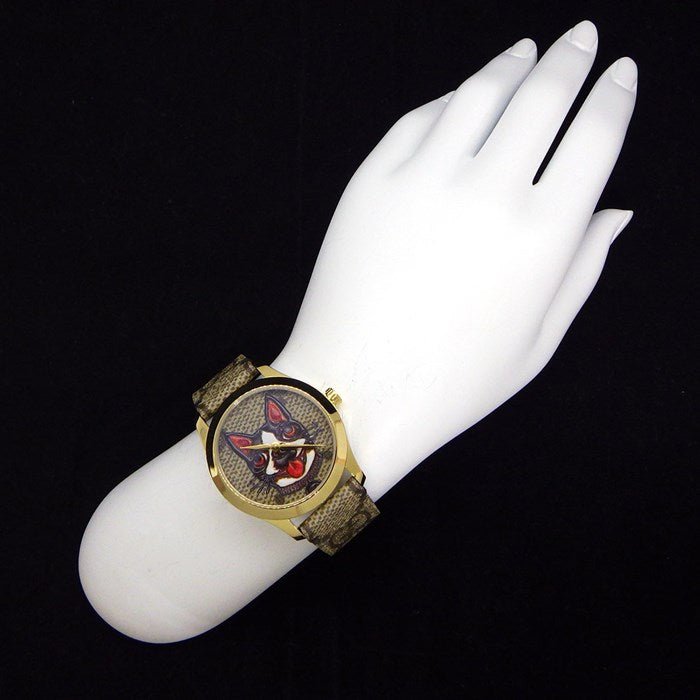  Shop Authentic Gucci G-Timeless Brown Dial Brown Leather Strap Unisex Watch - YA1264057 - Luxxuri