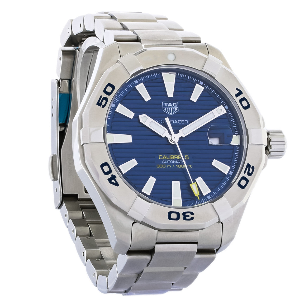  Shop Authentic Tag Heuer Aquaracer Calibre 5 Automatic Blue Dial Silver Steel Strap Watch for Men - WAY2012.BA0927 - Luxxuri
