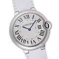  Shop Authentic Cartier Ballon Bleu de Cartier Silver Dial White Leather Strap Watch for Women - W6920087 - Luxxuri