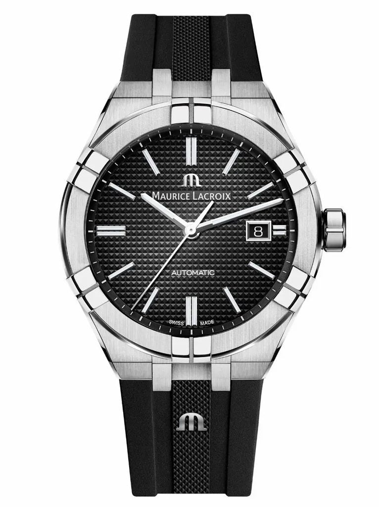 Maurice Lacroix Aikon Automatic Chronograph Black Dial Black Leather Strap Watch for Men - AI1808-SS000-330-2