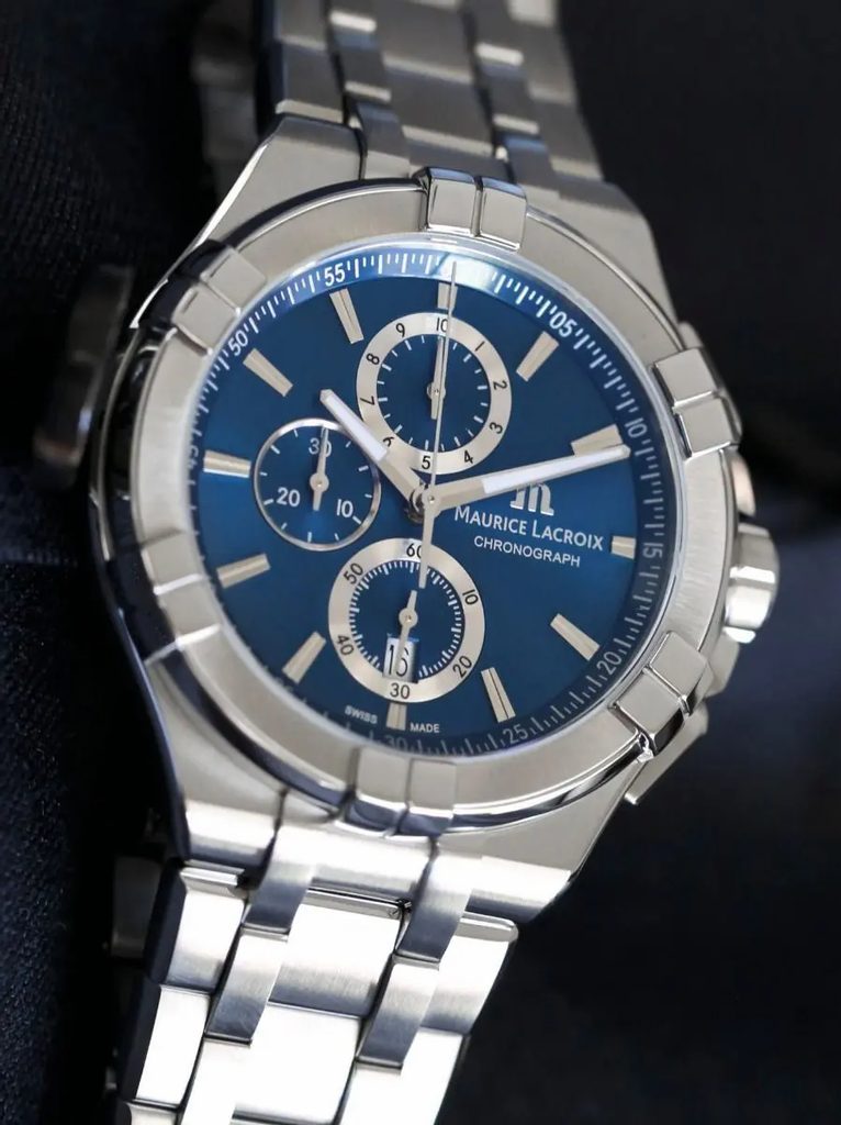  Shop Authentic Maurice Lacroix Aikon Chronograph Blue Dial Silver Steel Strap Watch for Men - AI1018-SS002-430-1 - Luxxuri