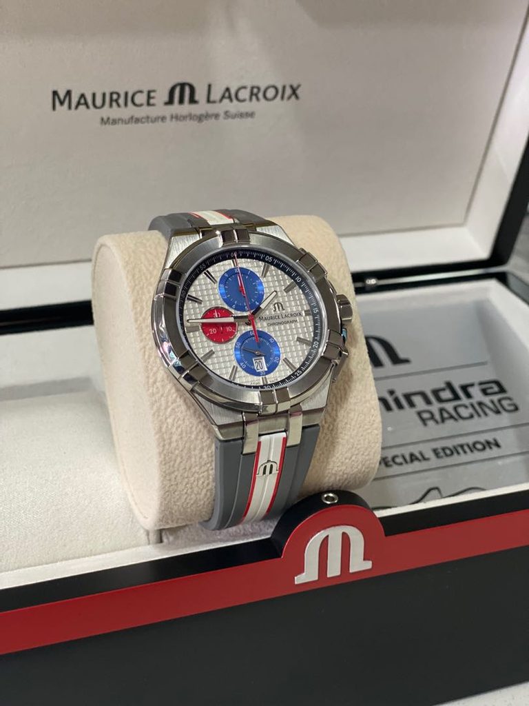  Shop Authentic Maurice Lacroix Aikon Chronograph Special Edition Mahindra Racing Silver Dial Grey Rubber Strap Watch for Men - AI1018-TT031-130-2 - Luxxuri